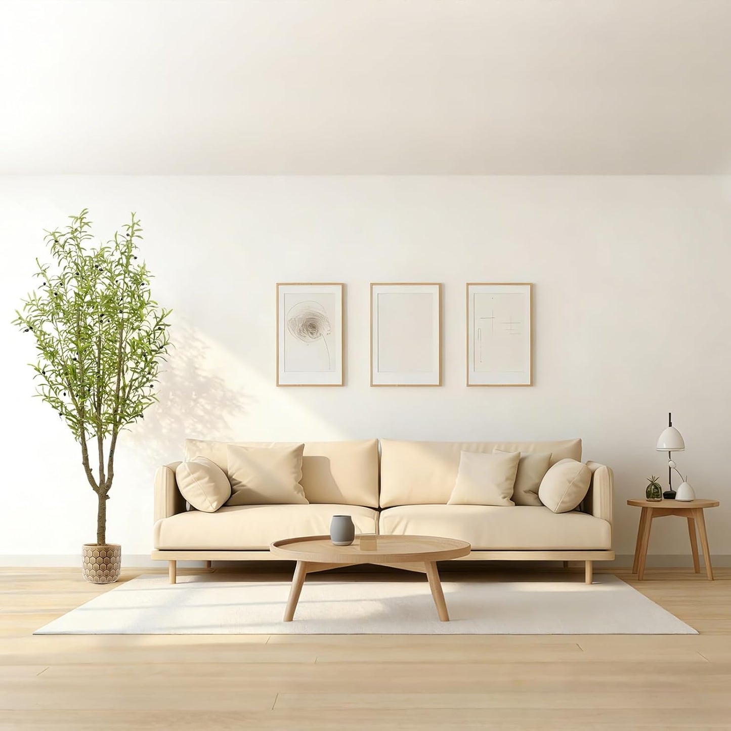 Artificial Olive Tree 7FT, Faux Olive Tree Indoor with Natural Wood Trunk & Dense Leaves, Tall Fake Olive Tree for Living Room, Office, Entryway Decor