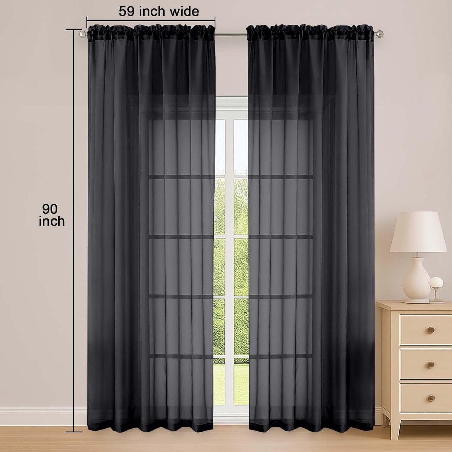 OWENIE Sheer Curtains 84 inches Long 2 Panels Set for Living Room/Bedroom, Rod Pocket Voile Sheer Panel Drapes, White, 2pcs, Each 42" W x 84" L - Colors B