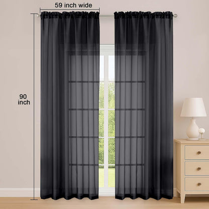 OWENIE Sheer Curtains 84 inches Long 2 Panels Set for Living Room/Bedroom, Rod Pocket Voile Sheer Panel Drapes, White, 2pcs, Each 42" W x 84" L - Colors B