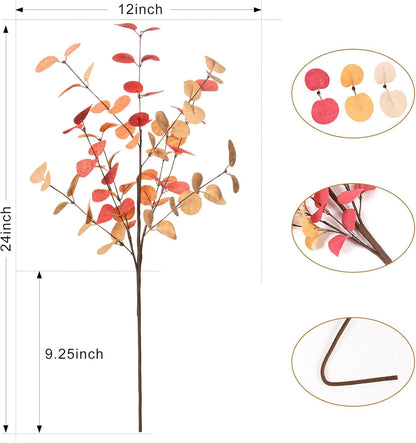 Beferr 6Pcs Artificial Eucalyptus Stems Greenery Stems 24" Tall Fake Plants Decor Faux Floral Stems for Vase Home Party Wedding Decorations