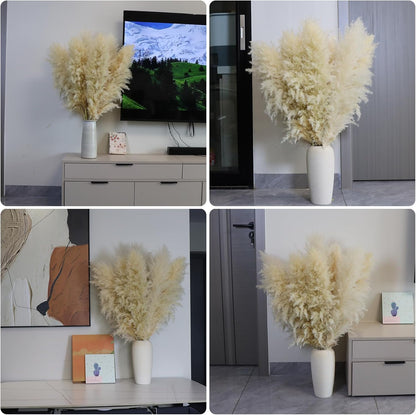 Pasuvsigt 12pcs 40'' Dried Pampas Grass Decor - Tall-Large Pampas Grass - Natural Beige - Boho Home Decor
