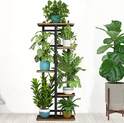 LINZINAR Plant Stand Indoor 4 Tier 5 Potted Multiple Plant Shelf Stands for Garden Corner Balcony Living Room Black