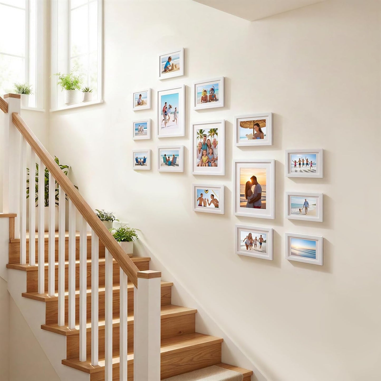 Fixwal Picture Frames Set, Gallery Wall Frame Set Picture Frames Collage 15 Pack for Wall or Tabletop with 8x10 5x7 4x6 Frames, Soft Earth Tones