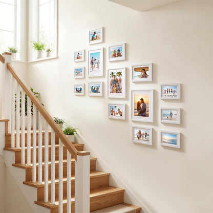 Fixwal Picture Frames Set, Gallery Wall Frame Set Picture Frames Collage 15 Pack for Wall or Tabletop with 8x10 5x7 4x6 Frames, Soft Earth Tones