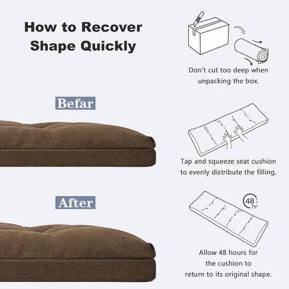 baibu 40 Inch Dual-Layer Patent Design Memory Foam Bench Cushion, Non-Slip Indoor Bench Cushion Standard Size Foam Pad with Machine Washable Cover (Dark Grey, 40x16x3in)