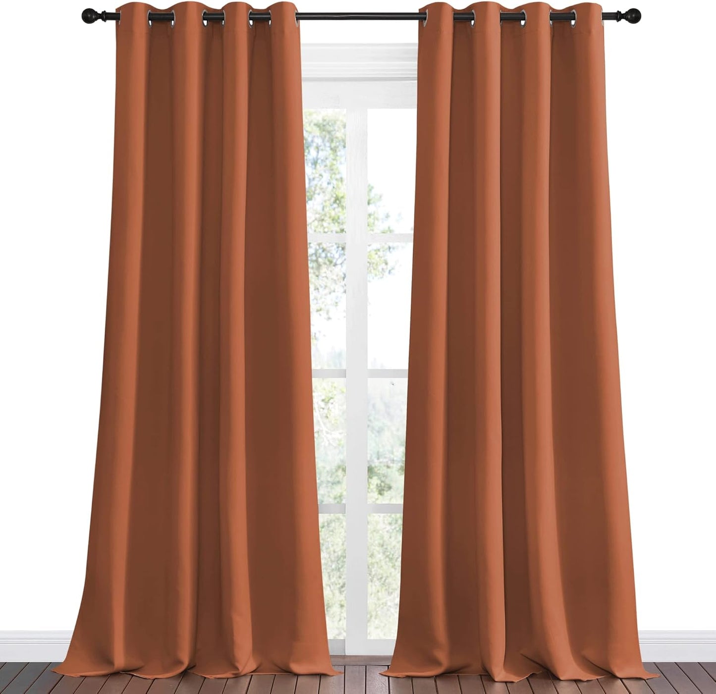 NICETOWN Halloween Pitch Black Solid Thermal Insulated Grommet Blackout Curtains/Drapes for Bedroom Window (2 Panels, 42 inches Wide by 63 inches Long, Black) - Colors B