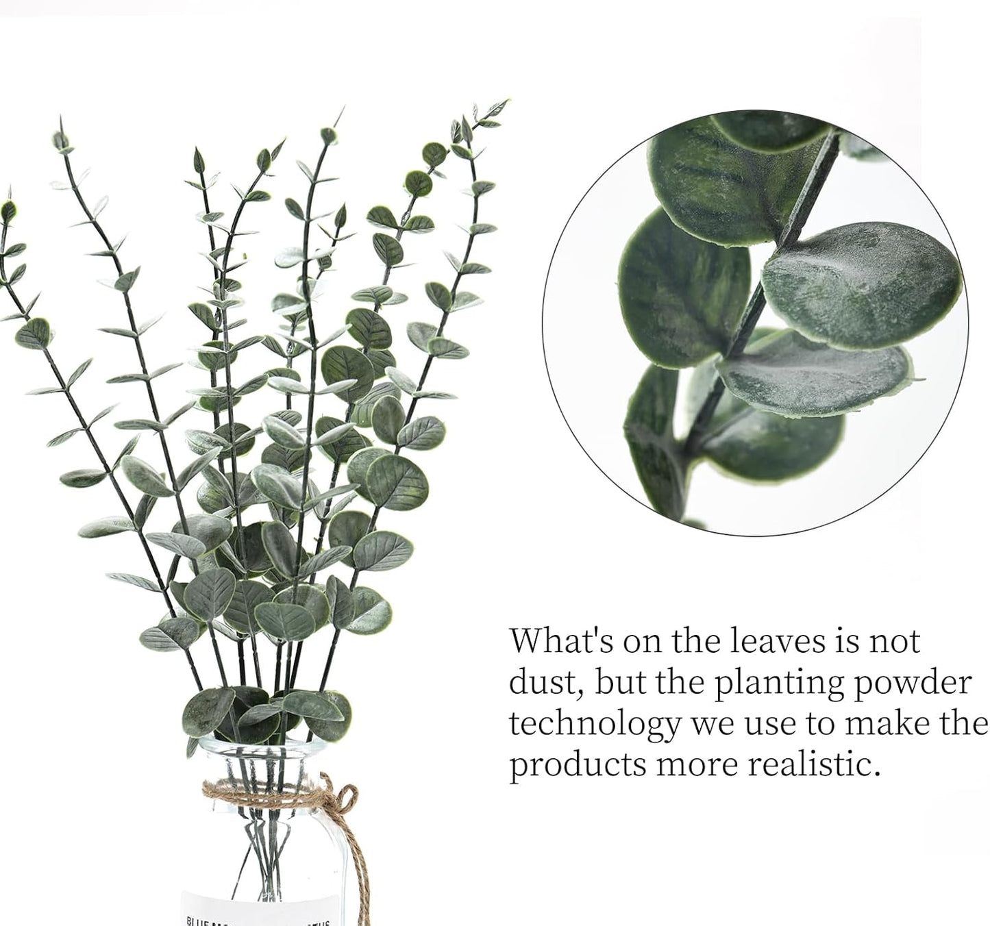 Fake Plants, 20Pcs Eucalyptus Stems Artificial Flowers, Fake Eucalyptus Leaves Stems, Plastic Grey Green Touch Leaf Branches for Home Office Flowers Bouquet Centerpiece Wedding Decoration