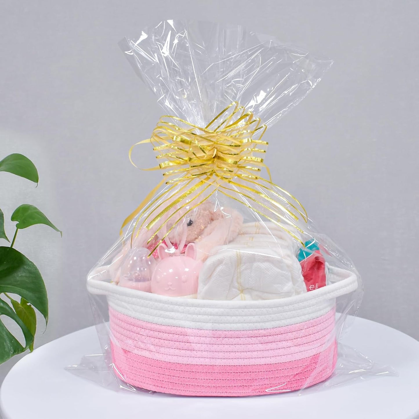 ABenkle Small Basket with Handles, Boho Decorative Rope Woven Dog Cat Toy Storage Bin Shelf Storage Organizer, Easter Christmas Gift Basket, 12"x8"x5", White
