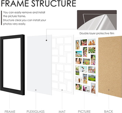 DUENPY 14x26 Collage Picture Frame 4x6 Collage Picture Frame Displays Twelve 4x6 inch Photos Available Horizontal Wall Mounting Display and Vertical Black - Colors B