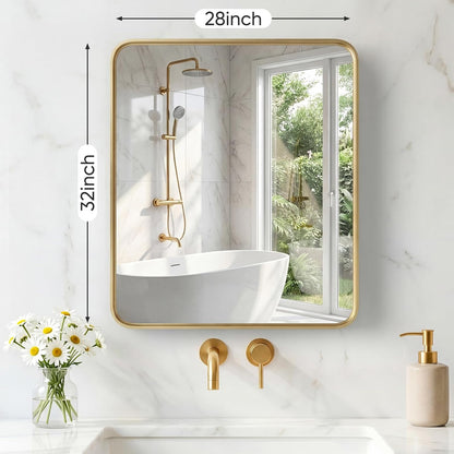 NEWBULIG Gold Round Wall Mirror 36 Inch, Bathroom Mirrors for Over Sink, Wall Decor for Bathroom, Entryway, Bedroom, Vanity