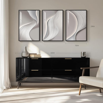 Framed Modern Luxury Gold Wall Art, Set of 3 Piece Contemporary Paintings Artwork for Walls, Golden Prints Pictures with Gold Frame, Wall Decor for Living Room, Hallway, Bedroom, Office 16x24 Inch