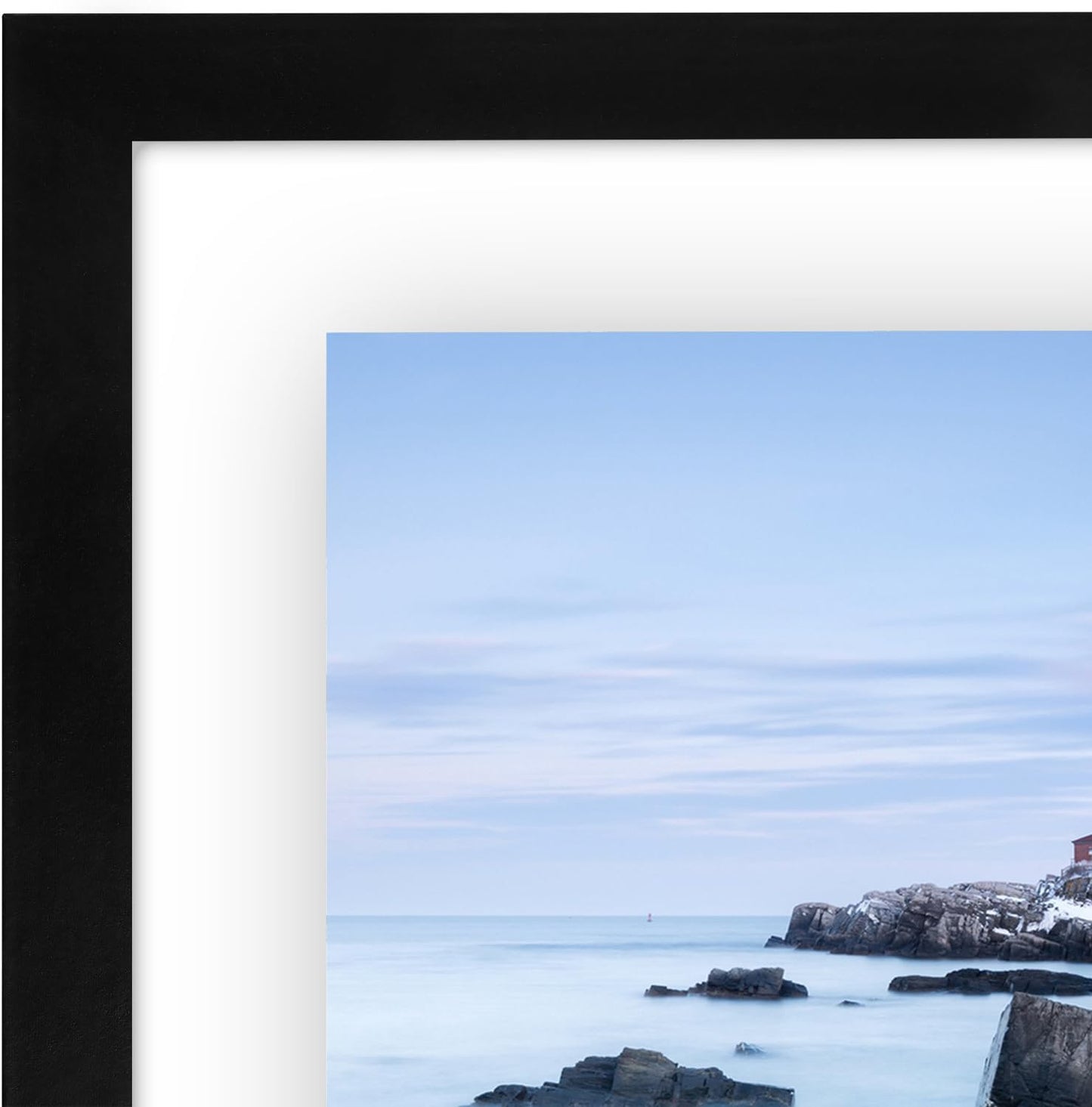 Americanflat 12x18 Floating Picture Frame with Polished Crystal-Clear Glass - Use as 8x10 Picture Frame or Display 5x7 Photo - Signature Float Collection - Photo Frames for Wall Display - Black