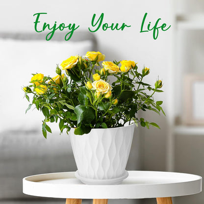 YNNICO 6 inch Plant Pots, 5 Pack Flower Pots Outdoor Indoor, Planters with Drainage Holes and Tray Saucers（Multicolor）