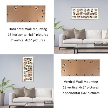 QUTREY 20 Opening 4x6 Collage Picture Frame Set of 2, 18.1x41.3 inches Black Multiple Frames Display 4 by 6 inch Photos with Mat for Wall Hanging