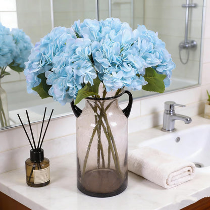 Kimura's Cabin 6pcs White Hydrangea Artificial Flowers Silk Fake Hydrangeas Faux Hydrangea Flowers with Stems for Wedding Bouquets Arrangement Home Table Centerpieces Baby Shower Party Decoration