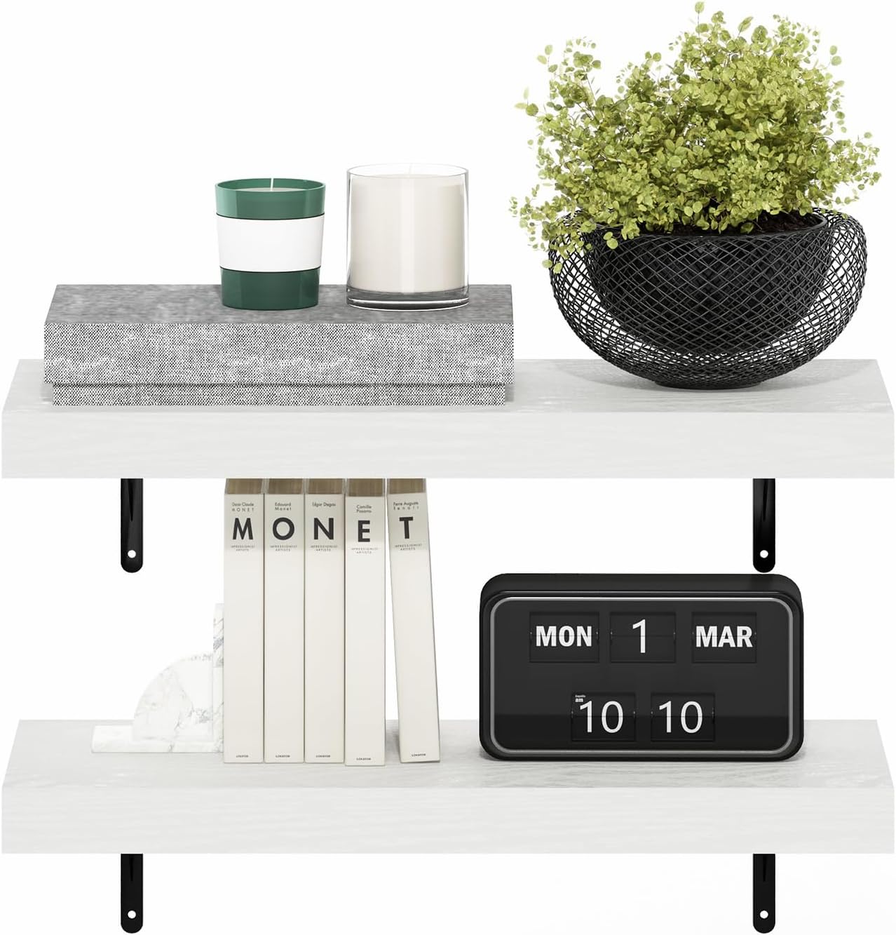 Furinno Rossi 5-Tier Wall Mount Floating Radial Corner Shelf, White