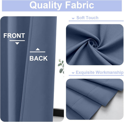 Simplebrand Ava Sage Green Blackout Curtains for Bedroom 63 Inch Length 2 Panels Set, Solid Thermal Insulated Energy Saving Rod Pocket Window Treatment Curtains Blackout Drapes, W40 x L63 Inch, Sage - Colors A