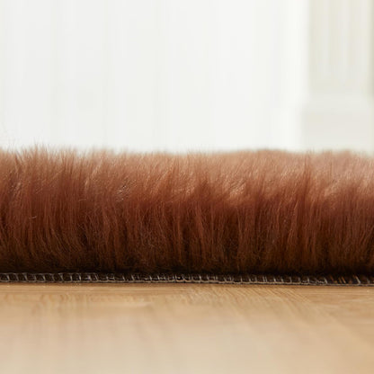 EasyJoy Ultra Soft Fluffy/Fuzzy Shaggy Area Rug Faux Fur Chair Cover Seat Pad for Bedroom Floor Sofa Living Room (2 x 6 ft Sheepskin, Beige)