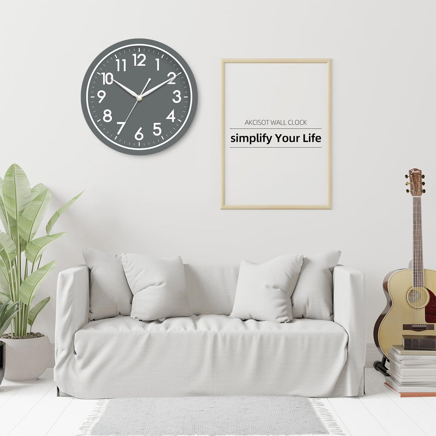AKCISOT Wall Clock, Modern Small Wall Clocks Battery Operated 8 Inch, Silent Non-Ticking Analog Classic for Office, Home, Bathroom, Kitchen, Bedroom, School(Black)