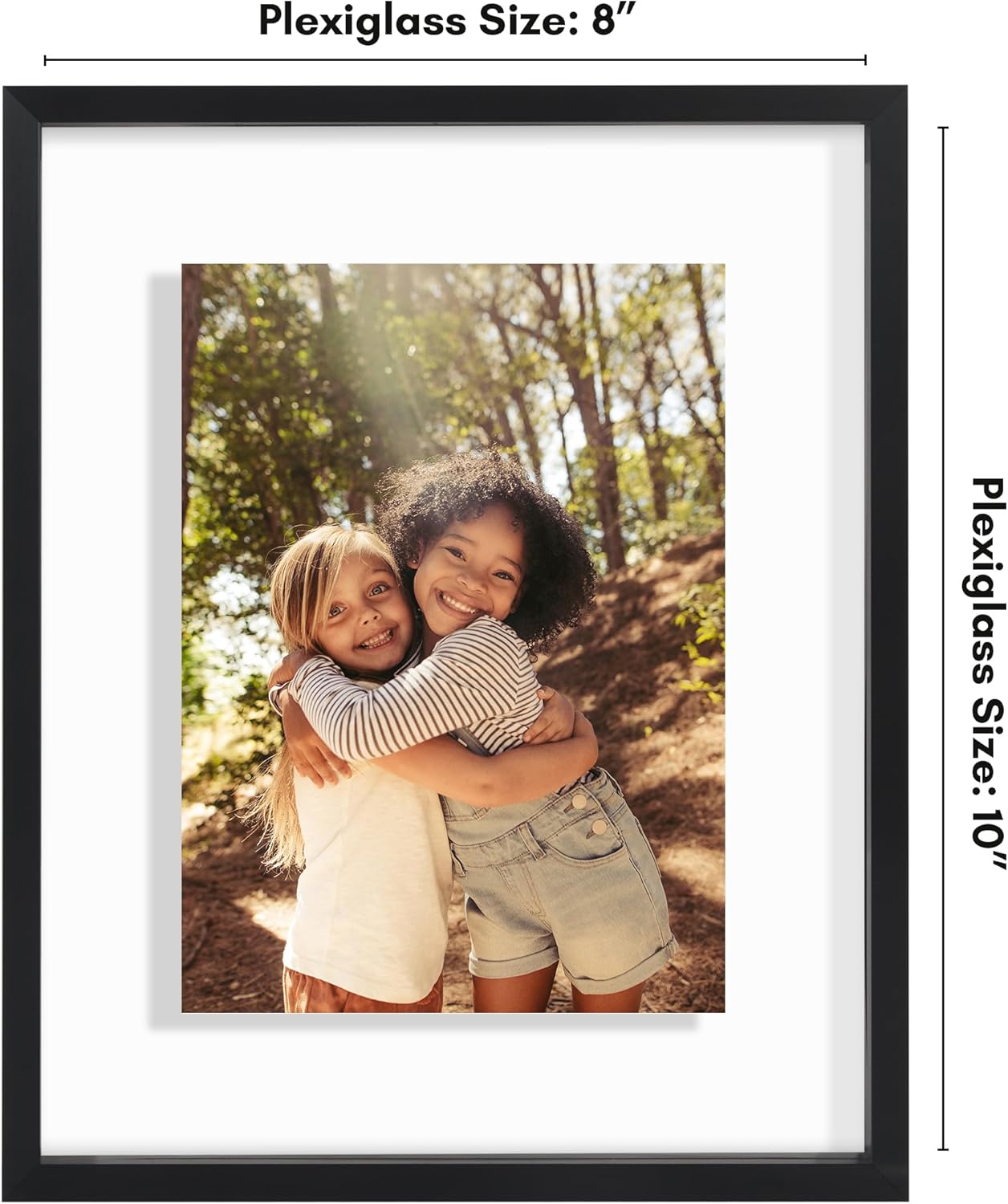 Americanflat Aluminum 11x14 Floating Picture Frame with Shatter-Resistant Glass - Use as 8x10 Picture Frame or Display 11x14 Photo - Signature Float Collection - Photo Frames for Wall Display - Black