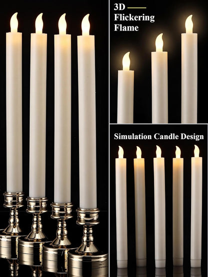 Treela 24 Pcs Flameless Taper Candles Battery Operated Bulk Fake Candles Light LED Candle Sticks Flickering Tapered for Easter Wedding Anniversary Decoration(Basic,11 Inch,Ivory)