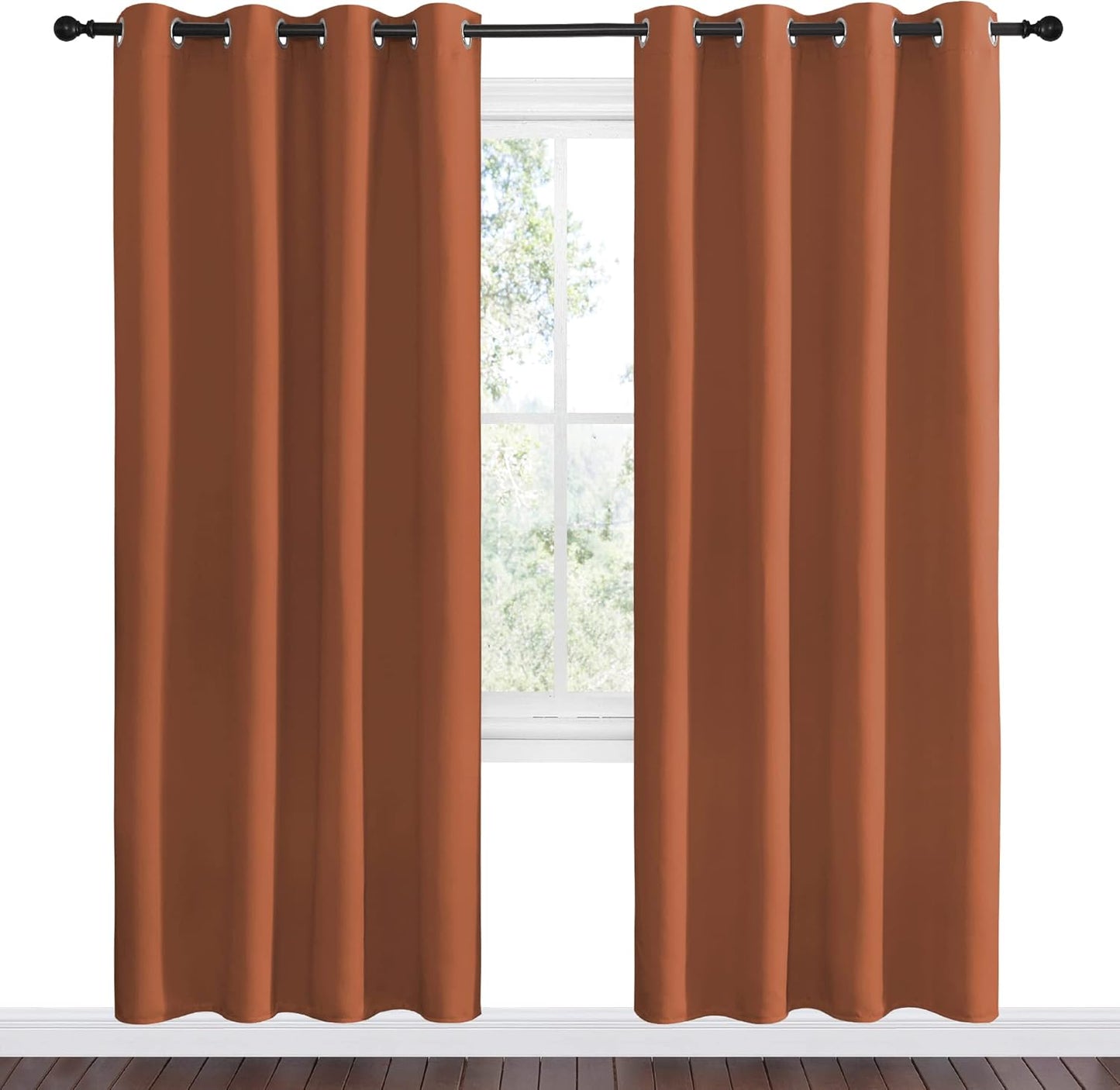 NICETOWN Halloween Pitch Black Solid Thermal Insulated Grommet Blackout Curtains/Drapes for Bedroom Window (2 Panels, 42 inches Wide by 63 inches Long, Black) - Colors B