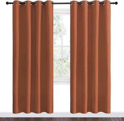 NICETOWN Halloween Pitch Black Solid Thermal Insulated Grommet Blackout Curtains/Drapes for Bedroom Window (2 Panels, 42 inches Wide by 63 inches Long, Black) - Colors B