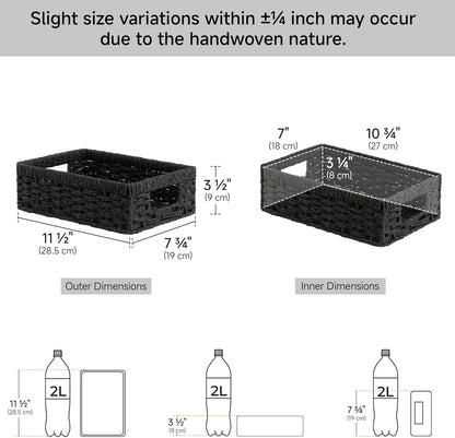 StorageWorks Wicker Basket, Baskets for Organizing, Storage Basket with Built-in Handles, Water Hyacinth Shelves (Medium 2-Pack, Natural Hyacinth)