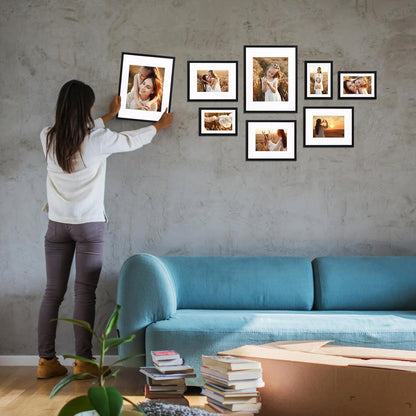 Giftgarden 14 Pack Black Picture Frames Set, 2pcs 11x14 Matted for 8x10, 6pcs 8x10 Matted for 5x7, 6pcs 5x7 Matted for 4x6, Gallery Frame Collage for Wall or Tabletop Display