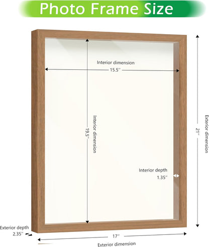 FrameWorks 11” x 14” Dark Oak Wooden Shadow Box Frame – Display Case with Soft Felt Back, Memory Box with Tempered Glass, Display Box with Elegant White Ball Push Pins, Wooden Flower Box