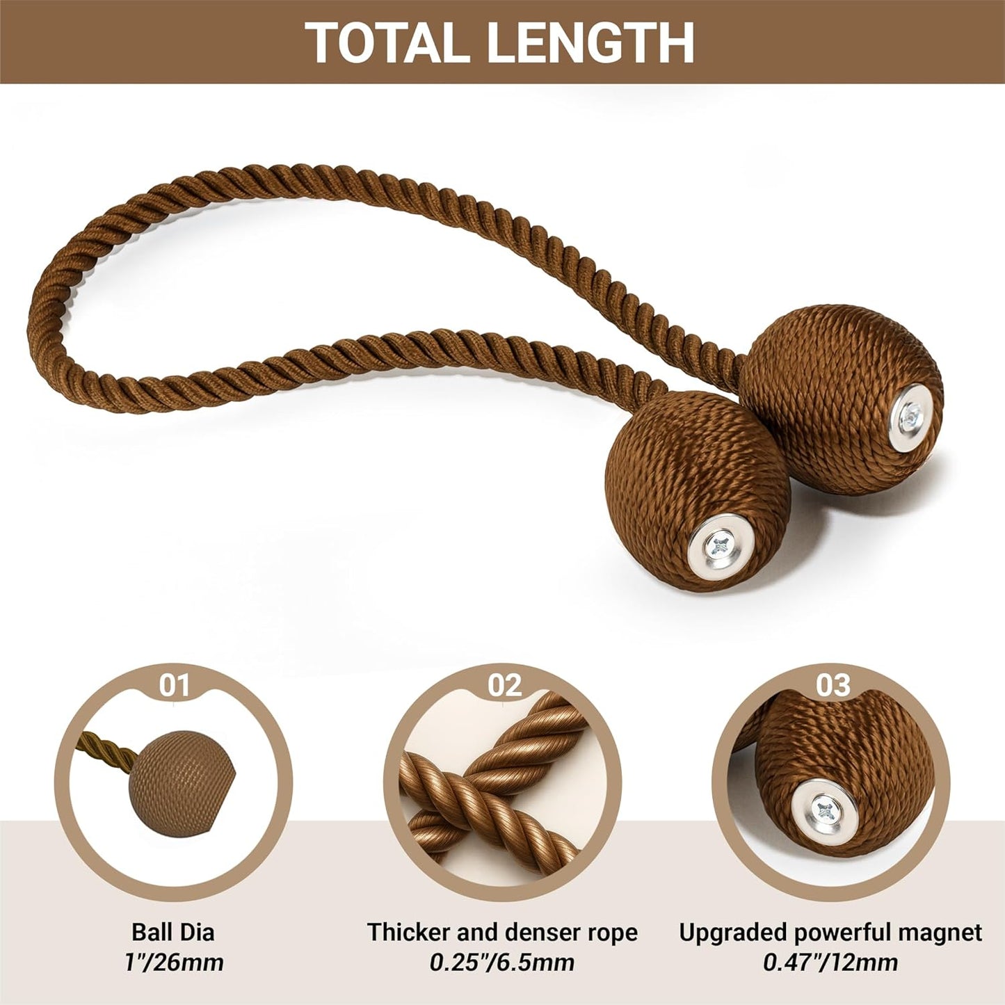 Hion Magnetic Curtain Tiebacks Black 2pcs, Curtain Tiebacks Buckles Holdbacks Holders Hooks Clip for Home Outdoor Bedroom Office Decorative Curtain