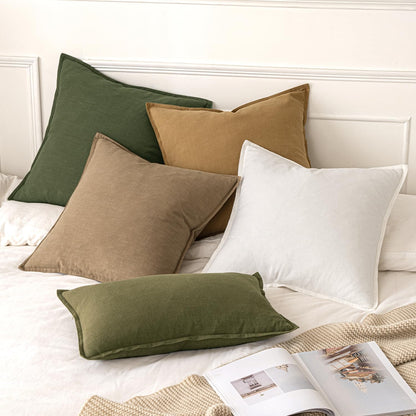 MIULEE Decorative Linen Euro Sham Pillow Covers 26x26 Cream White Boho Farmhouse Neutral Couch Throw Pillows for Bed Pack of 2 Accent Modern Pillowcase Sofa Livingroom Home Decor