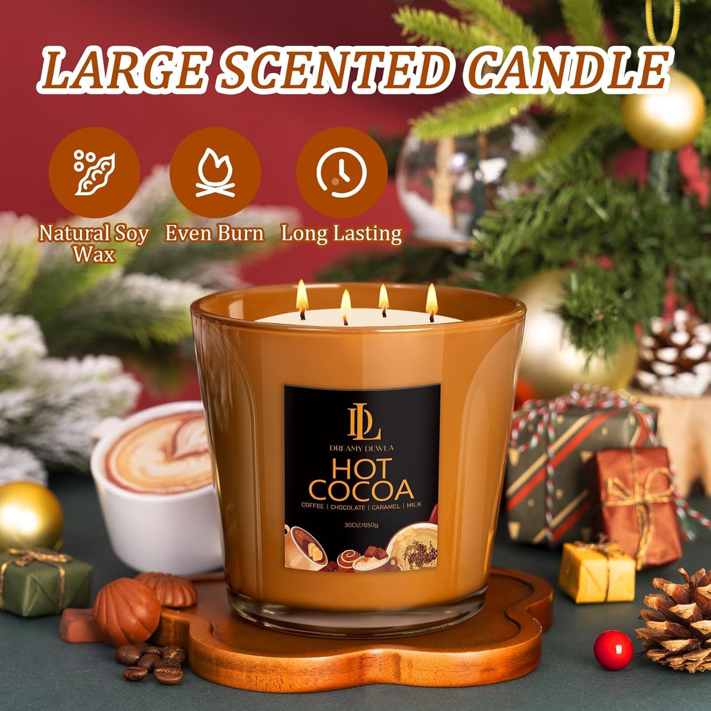 Scented Candles Set, 4 Pack Soy Candles for Home Scented, Candle Gifts for Men Women, Scents of Pineapple Cocktail/Coconut Vanilla/Pink Sands/Bahamian Breeze