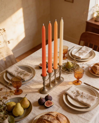 Viyffo Taper Candles, 12 Inch, 12 Pack, Brown – Unscented, Smokeless Design, Up to 8-Hour Burn – Tall Candlesticks for Table Decor, Weddings & Dinners
