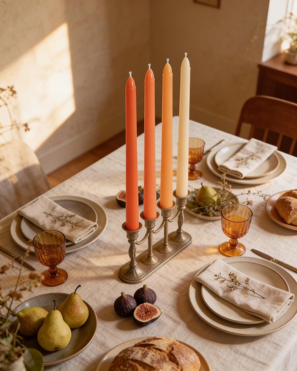 Viyffo Taper Candles, 10 Inch, 4 Pack, Olive Glow – Unscented, Dripless & Smokeless Design, Up to 8 Hour Burn – Long Tall Taper Candlesticks for Wedding, Dinner & Home Decor