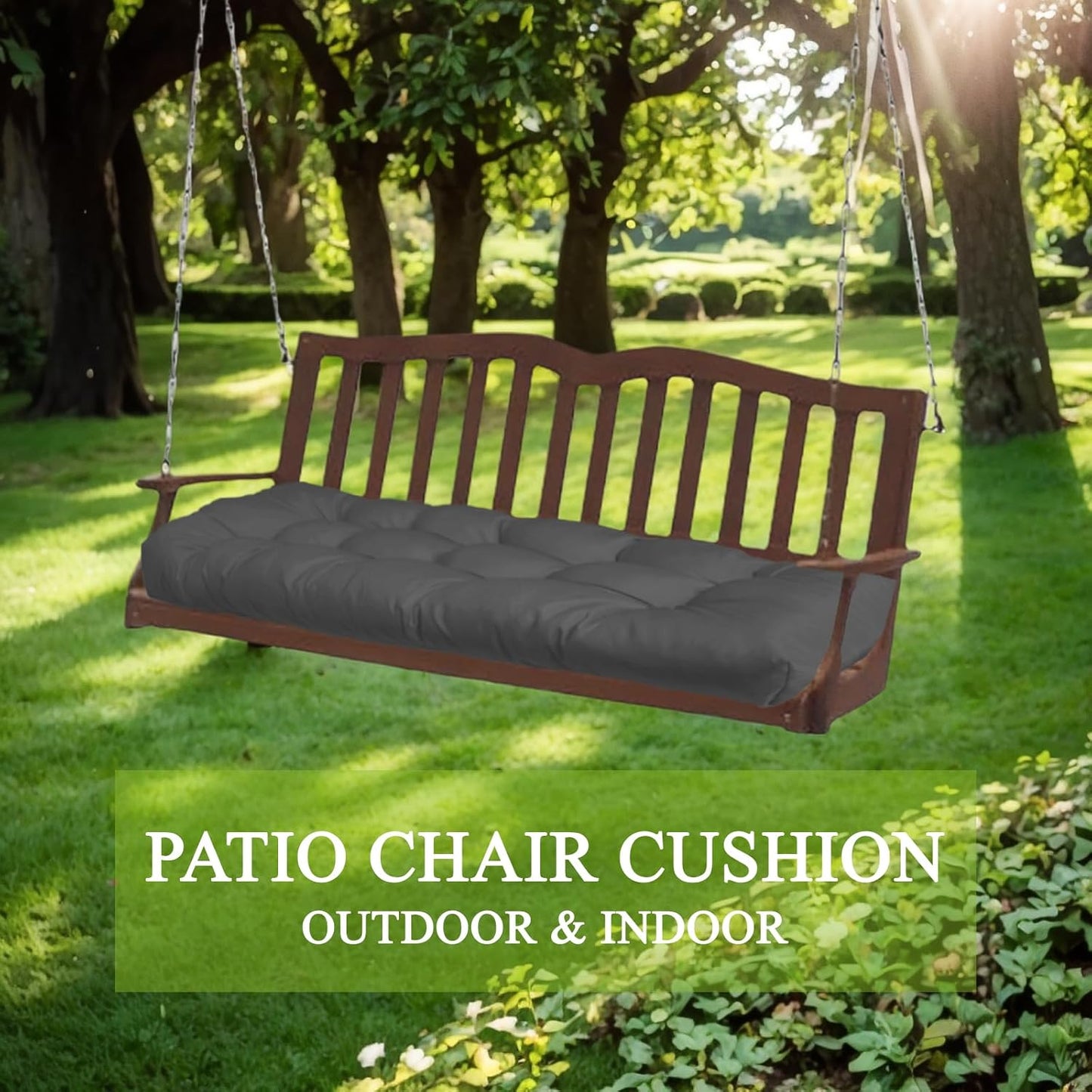 MTMR Outdoor Bench Cushion-44X19 Water-Repellent Tufted Porch Swing Cushions with High Elasticity PP Cotton and Ties Fade-Resistant Patio Outdoor Chair Cushion for Bench Furniture, Indoor Seat Cushion