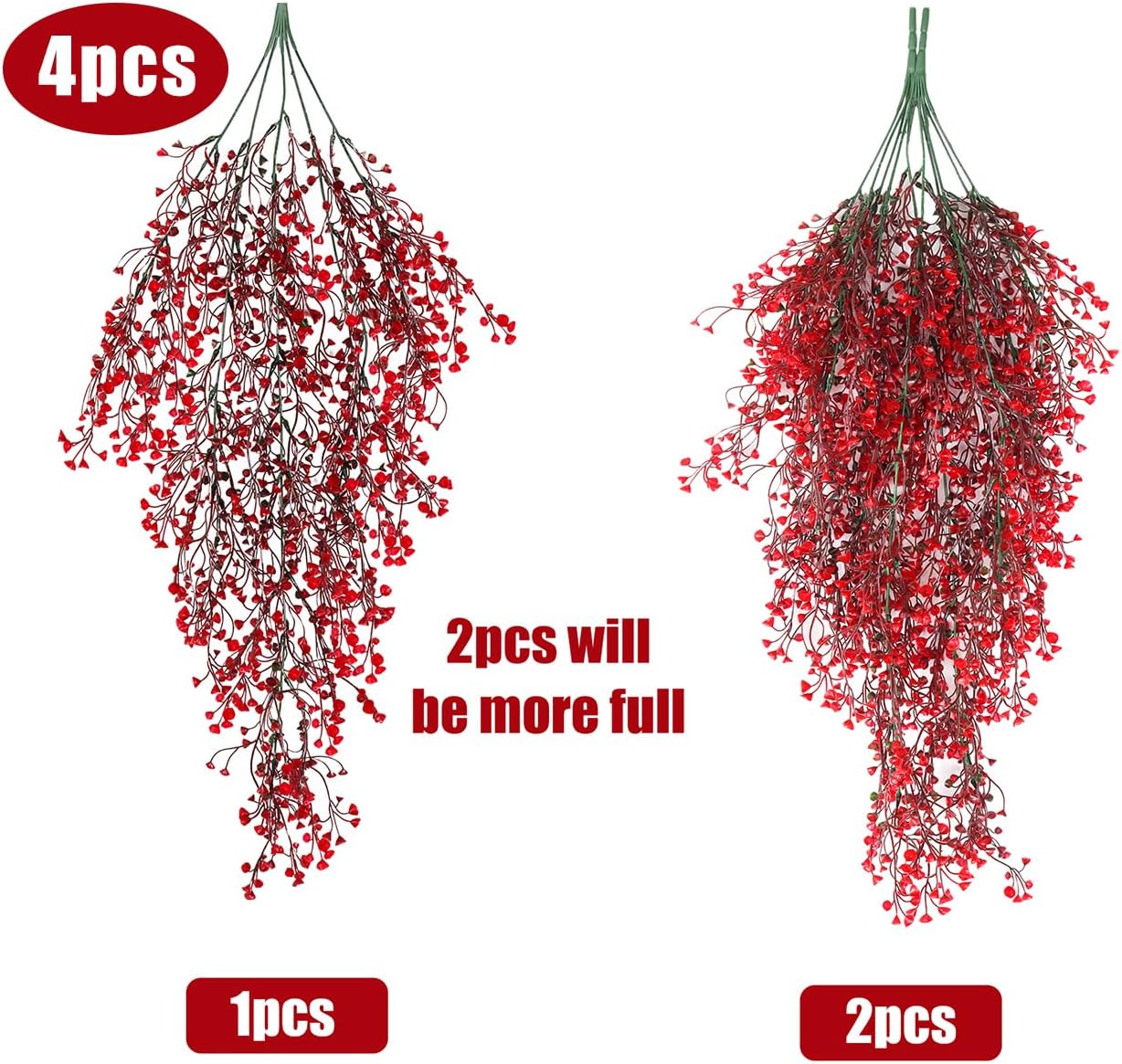RECUTMS Fake Hanging Plants Artificial Ferns for Outdoor Hanging Faux Plants Vine Ivy Faux Fern Hanging Vines Wall Plants for Home Garden Party Wedding Decor (White 4P)