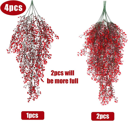RECUTMS Fake Hanging Plants Artificial Ferns for Outdoor Hanging Faux Plants Vine Ivy Faux Fern Hanging Vines Wall Plants for Home Garden Party Wedding Decor (White 4P)