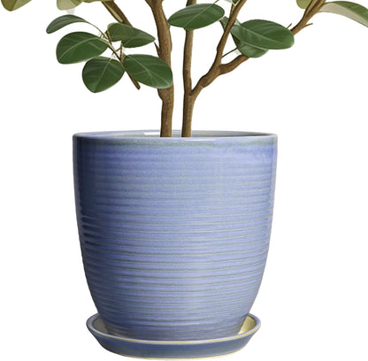 Ceramic Pots for Plants - 6 Inch Plant Pot with Drainage Hole and Saucer, Round Planters for Indoor Outdoor, Flower Pots, Modern Planter, Home Office Room Decor, Gifts for Plant Lovers, White