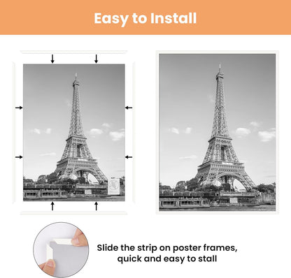 upsimples 24x36 Poster Frame Black 3 Pack, Scratch-Proof Picture Frames 24 x 36 for Photo Gallery - Slide-In Strips, Horizontal or Vertical Wall Mounting