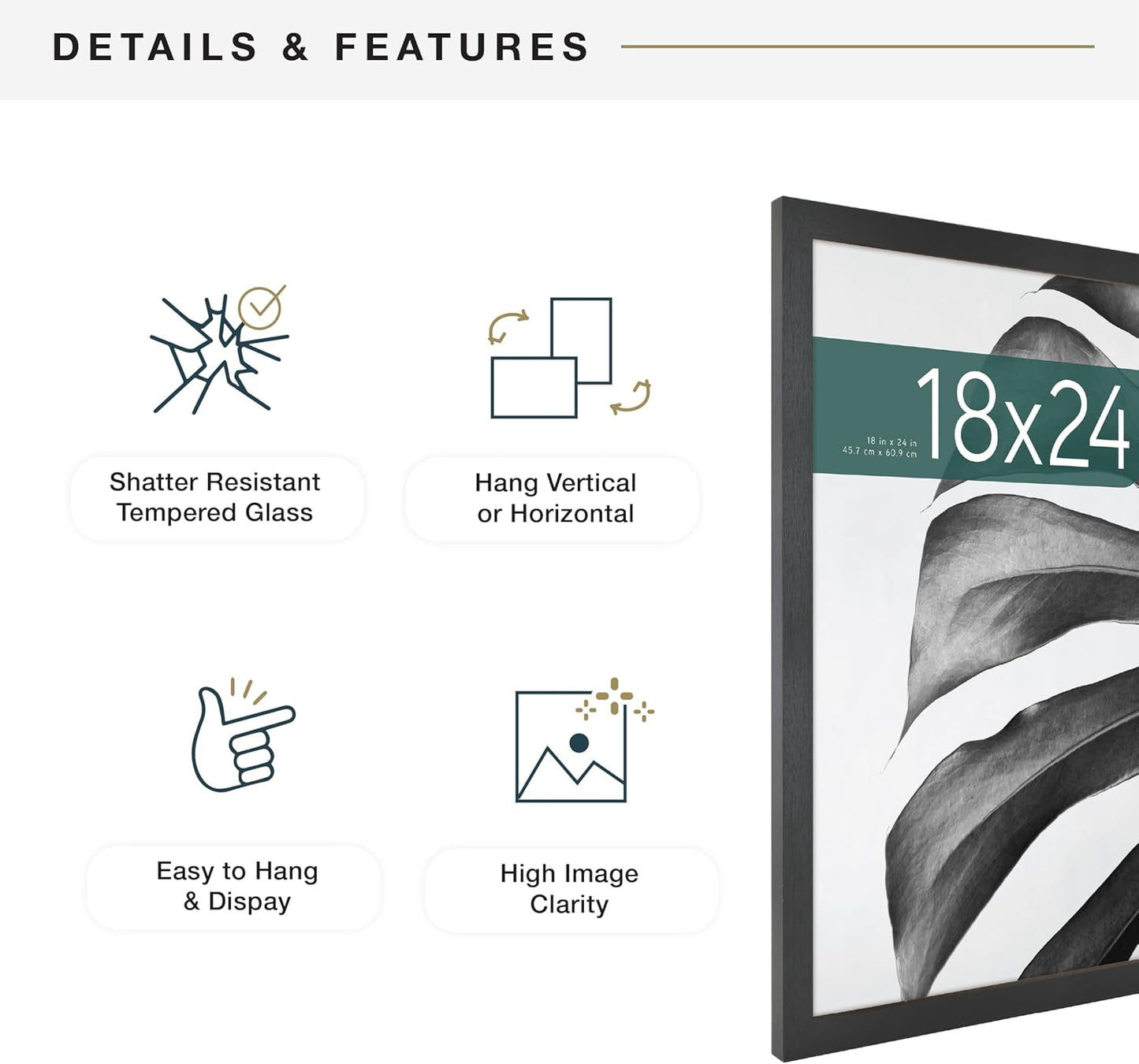 MCS Studio Gallery 16x24 Poster Frame Black Woodgrain Engineered Wood, Vertical & Horizontal Wall Hanging Large Picture Frame for Photos, Posters & Art Prints (1-Pack)