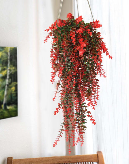 RECUTMS Artificial Hanging Plants Fake Hanging Plant Faux Eucalyptus Leaf Greenery Vine Outdoor UV Resistant Plastic Plants Home Garden Wedding Party Indoor Outdoor Decorations(White)
