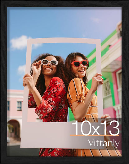 Vittanly 11x14 Picture Frame, Display Pictures 8x10 with Mat or 11x14 without Mat, Photo Frame for Wall Mounting, Black, 1 Pack - Colors A