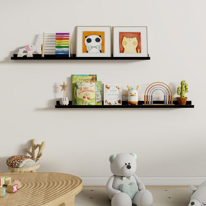 Dreamland Picture Ledge Shelf for Wall, Floating Shelves Set of 2, 48 Inch Long Floating Shelves with Lip for Living Room, Bedroom, Bathroom, Kitchen, White