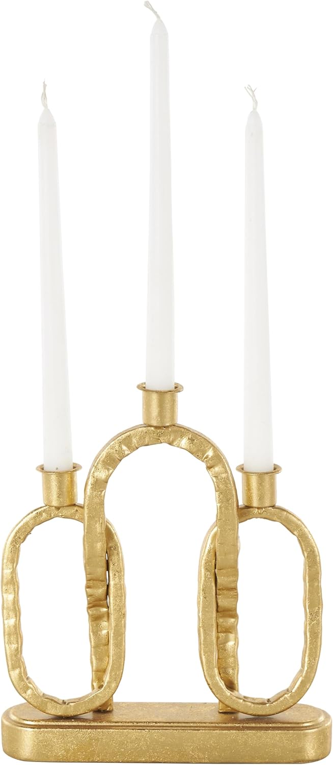 Deco 79 Metal Abstract Decorative Candle Holder Mushroom Inspired Candle Stand, Set of 2 Candlestick Holder 11", 14"H, Gold