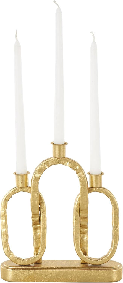 Deco 79 Metal Abstract Decorative Candle Holder Mushroom Inspired Candle Stand, Set of 2 Candlestick Holder 11", 14"H, Gold