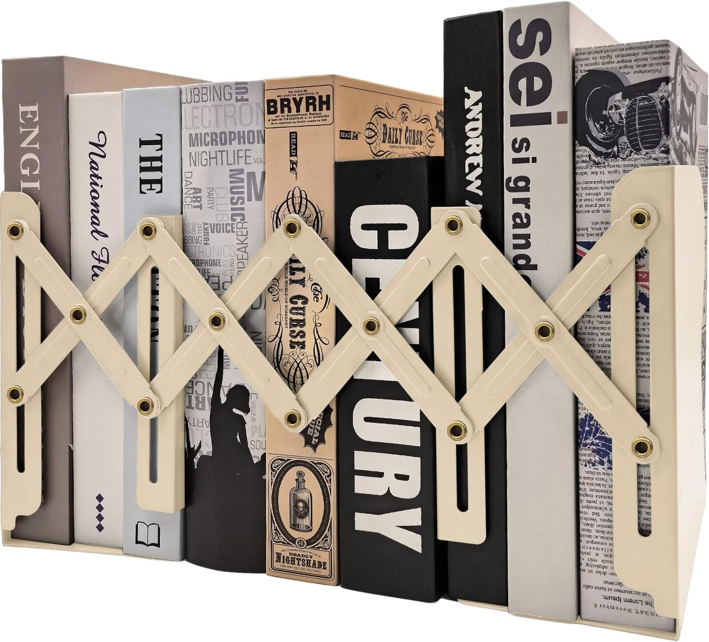 Adjustable Bookends Non Skid Decorative Bookends,Metal Bookend for Heavy Books,Bookshelf Organizer Holder for Books and Magazines for Desk(Black)