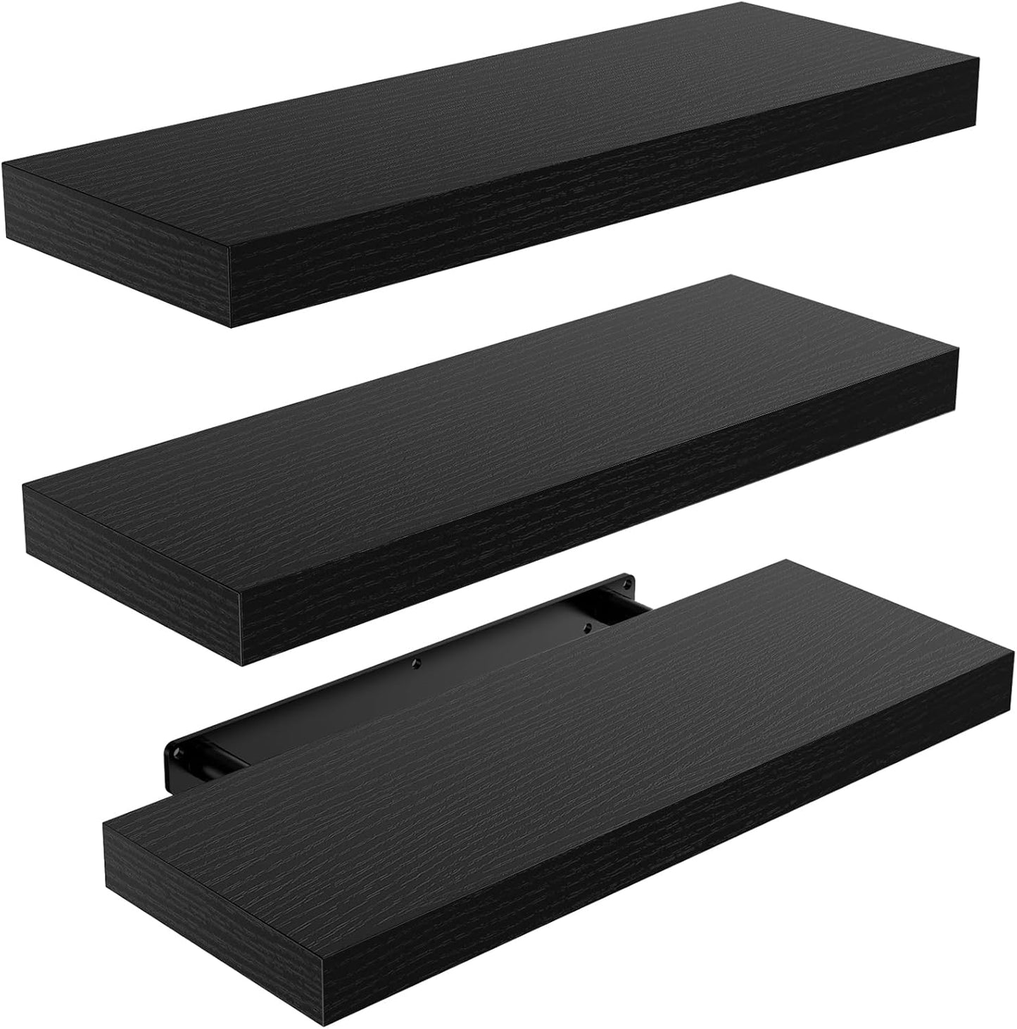 AMADA HOMEFURNISHING Floating Shelves, Wall Shelves for Bathroom/Living Room/Bedroom/Kitchen Decor, White Shelves with Invisible Brackets Set of 3 - AMFS08