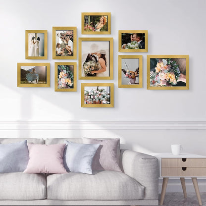 LUCKYLIFE Picture Frames Collage Wall Decor 10-Pack, Gallery Wall Frame Set with 8x10 5x7 4x6 Frames in 3 Different Finishes