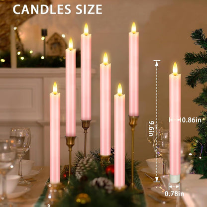 KSWING Upgraded Real Wax Short LED Flameless Taper Candles with Remote, 6 PCS White Candlesticks Battery Operated 3D Flickering - 6" Realistic Fake Candle Sticks for Home/Wedding/Fireplace Xmas Decor